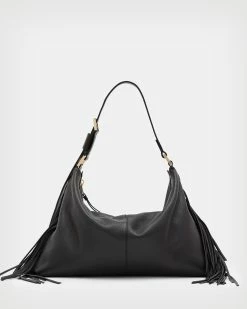 Tailoring Sales 40 Best Sale 🧨 Edbury Leather Fringed Shoulder Bag Black ✔️