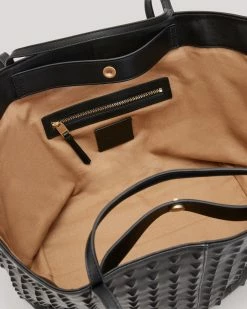 Flash Sale 👍 Hannah Studded East West Leather Tote Bag Black ❤️ -Tailoring Sales WB561X 5 5