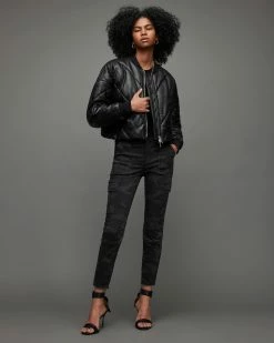 Top 10 π Duran Mid-Rise Camouflage Cargo Skinny π Jeans Washed Black π