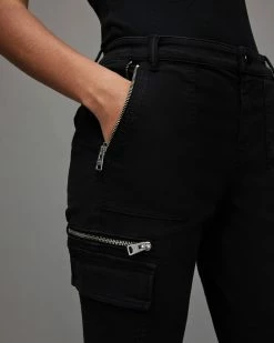 Budget 🔔 Duran Mid-Rise Zip Skinny Cargo 👖 Jeans Black 😀 -Tailoring Sales WE008X 5 4