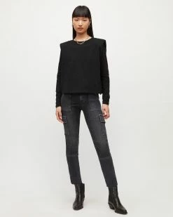 Top 10 👍 Duran Mid-Rise Skinny Cargo 👖 Jeans Washed Black 👏