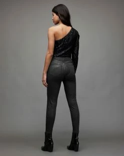 Deals 😉 Miller Mid-Rise 🧥 Coated Skinny 👖 Jeans Black 🛒 -Tailoring Sales WE025X 5 5 1