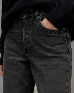 Brand new 🌟 Avery High-Rise Studded Straight 👖 Jeans Washed Black 🤩 -Tailoring Sales WE026X 162 3 1