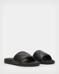 Budget 🧨 Bell Leather Sliders Black 😉 -Tailoring Sales WF0005Z 5 3