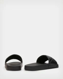 Budget 🧨 Bell Leather Sliders Black 😉 -Tailoring Sales WF0005Z 5 5