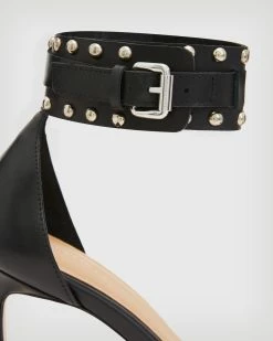 Discount 🤩 Alma Leather Studded 🩴 Sandals Black 🧨 -Tailoring Sales WF027Z 5 5