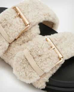 Discount 👍 Sian Shearling 🩴 Sandals Cream White 🎉 -Tailoring Sales WF510X 4742 4