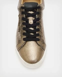 Cheap 🎉 Sheer Leather Shimmer Trainers Metallic Gold 👏 -Tailoring Sales WF547X 7081 3