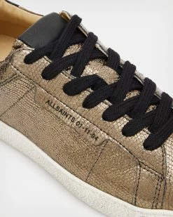 Cheap 🎉 Sheer Leather Shimmer Trainers Metallic Gold 👏 -Tailoring Sales WF547X 7081 5