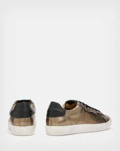 Cheap 🎉 Sheer Leather Shimmer Trainers Metallic Gold 👏 -Tailoring Sales WF547X 7081 6
