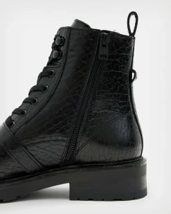 Coupon ✔️ Donita Crocodile Leather 🥾 Boots Black 😍 -Tailoring Sales WF562X 5 4