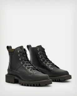 Best Sale ⌛ Myla Leather Combat 🥾 Boots Black 🎉 -Tailoring Sales WF576X 5 4