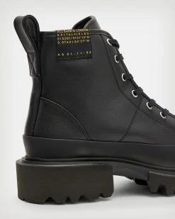 Best Sale ⌛ Myla Leather Combat 🥾 Boots Black 🎉 -Tailoring Sales WF576X 5 5
