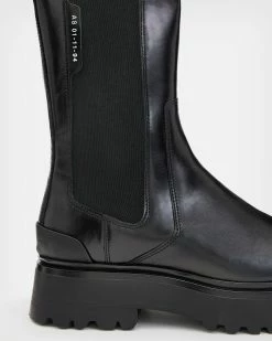 Flash Sale 💯 Amber Leather 🥾 Boots Black ✔️ -Tailoring Sales WF582X 5 5