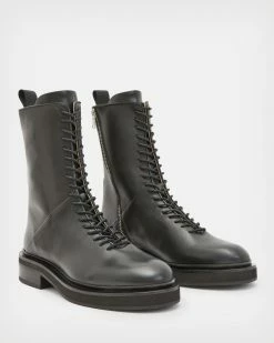 Buy 🔥 Mina Leather 🥾 Boots Black 💯 -Tailoring Sales WF585X 5 4