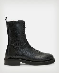 Coupon π Mina Leather Crocodile Effect π₯Ύ Boots Black π€©