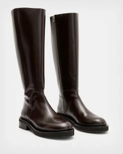 Promo 🔥 Milo Knee High Leather 🥾 Boots Bordeaux Red 👍 -Tailoring Sales WF588X 3948 3