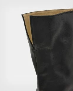 Best Pirce 🛒 Reina Over Knee Leather 🥾 Boots Black 👏 -Tailoring Sales WF597X 5 4