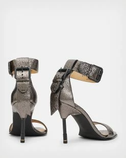 Wholesale 🌟 Noir Leather Shimmer 🩴 Sandals Gunmetal Grey 😍 -Tailoring Sales WF608X 4090 6