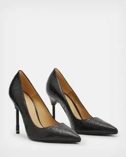 Coupon ✨ Nova Leather Metallic Court 👟 Shoes Metallic Black ✨ -Tailoring Sales WF610X 7133 4