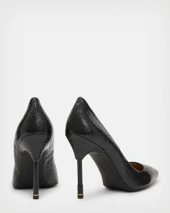 Coupon ✨ Nova Leather Metallic Court 👟 Shoes Metallic Black ✨ -Tailoring Sales WF610X 7133 6