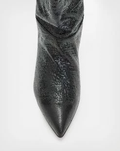 Deals 🔔 Nori Shimmer Leather 🥾 Boots Metallic Black ⌛ -Tailoring Sales WF620X 7133 2