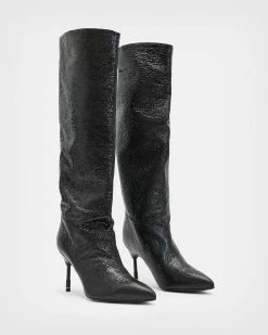 Deals 🔔 Nori Shimmer Leather 🥾 Boots Metallic Black ⌛ -Tailoring Sales WF620X 7133 3