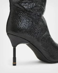 Deals 🔔 Nori Shimmer Leather 🥾 Boots Metallic Black ⌛ -Tailoring Sales WF620X 7133 4