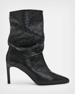Flash Sale 👍 Orlana Shimmer Leather 🥾 Boots Metallic Black 💯