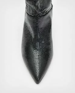 Flash Sale 👍 Orlana Shimmer Leather 🥾 Boots Metallic Black 💯 -Tailoring Sales WF622X 7133 3