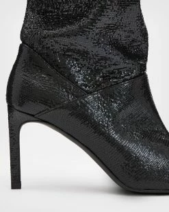 Flash Sale 👍 Orlana Shimmer Leather 🥾 Boots Metallic Black 💯 -Tailoring Sales WF622X 7133 5