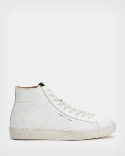 Budget 🎉 Tundy Logo Leather High Top Trainers White 💯
