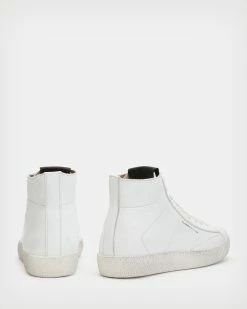 Budget 🎉 Tundy Logo Leather High Top Trainers White 💯 -Tailoring Sales WF638X 10 5