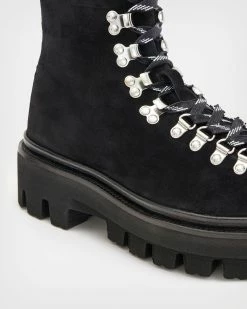 Cheapest 🎉 Wanda Shearling Lined Suede 🥾 Boots Black ✨ -Tailoring Sales WF646X 5 4