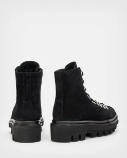 Cheapest 🎉 Wanda Shearling Lined Suede 🥾 Boots Black ✨ -Tailoring Sales WF646X 5 5