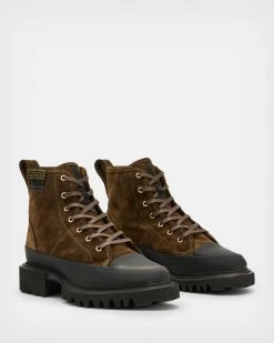 Promo 😉 Myla Suede 🥾 Boots KHAKI GREEN/BLACK 👍 -Tailoring Sales WF693X 4659 3