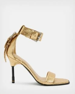Wholesale 🧨 Noir Leather Shimmer 🩴 Sandals Metallic Gold ✨