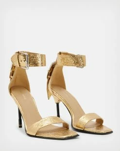 Wholesale 🧨 Noir Leather Shimmer 🩴 Sandals Metallic Gold ✨ -Tailoring Sales WF696X 7081 4