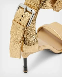 Wholesale 🧨 Noir Leather Shimmer 🩴 Sandals Metallic Gold ✨ -Tailoring Sales WF696X 7081 6