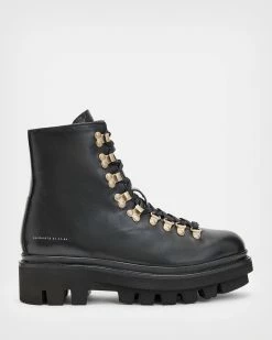 Best Sale 😍 Wanda Leather 🥾 Boots BLACK/WARM BRASS 😍
