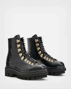 Best Sale 😍 Wanda Leather 🥾 Boots BLACK/WARM BRASS 😍 -Tailoring Sales WF699X 6405 4