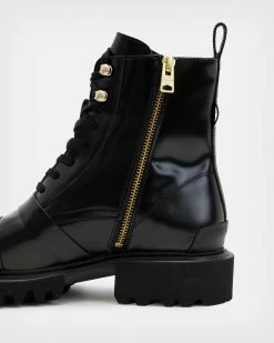 Cheapest ⌛ Tori Leather 🥾 Boots BLACK/WARM BRASS 🤩 -Tailoring Sales WF720X 6405 6