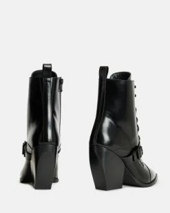 Buy ✔️ Bianca Leather 🥾 Boots Black ✔️ -Tailoring Sales WF722X 5 5