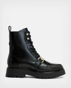 Best deal π Stellar Leather π₯Ύ Boots BLACK/WARM BRASS π