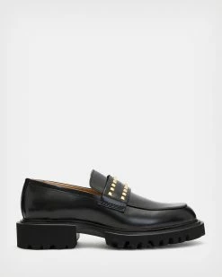 Discount π― Lola Studded Leather Loafers BLACK/WARM BRASS β