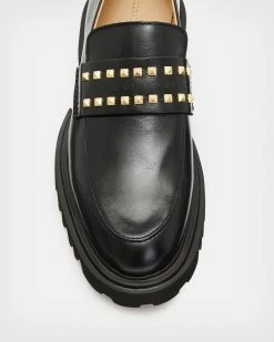 Discount 💯 Lola Studded Leather Loafers BLACK/WARM BRASS ⭐ -Tailoring Sales WF740X 6405 3