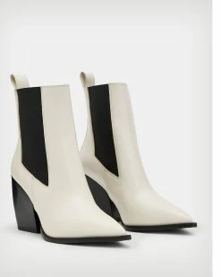 Budget 🔔 Ria Leather 🥾 Boots Stone White ⭐ -Tailoring Sales WF742X 4618 4