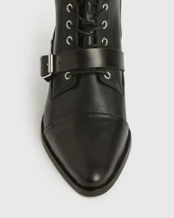 Cheapest 😉 Katy Leather 🥾 Boots Black 🛒 -Tailoring Sales WF809P 5 2