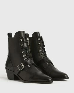 Cheapest 😉 Katy Leather 🥾 Boots Black 🛒 -Tailoring Sales WF809P 5 3