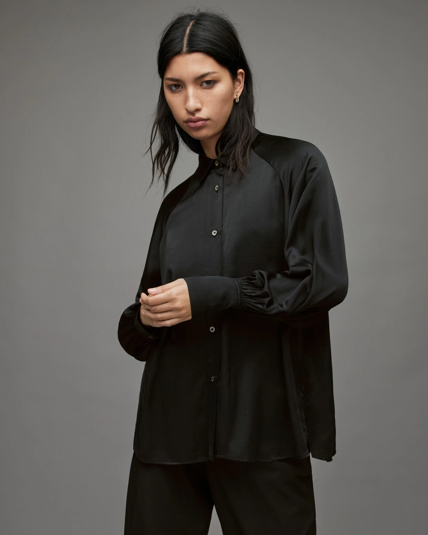 Cheapest β Oana Silk Blend π Shirt Black β 7 Cheapest β Oana Silk Blend π Shirt Black β - Image 5